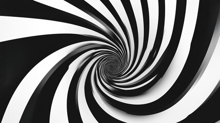 Abstract Black and White Spiral Background with Swirling Radial Pattern