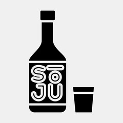 Icon soju korean alcohol. South Korea elements. Icons in glyph style. Good for prints, posters, logo, advertisement, infographics, etc.