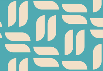 Simple Blue Seamless pattern with geometric shapes. Vector illustration in retro style.
