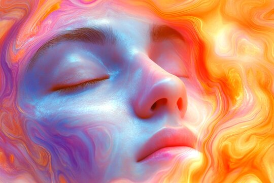 Brain fog. Ghostly illusion. Metaphorical rem sleep disorder feelings of a mental illusion. Hallucination - due to rem sleep disorder: abstract image of mental state. Anxiety disorder.