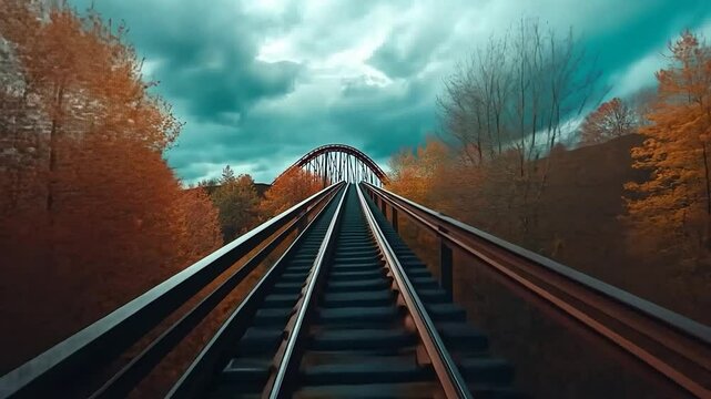 Autumn roller coaster tracks