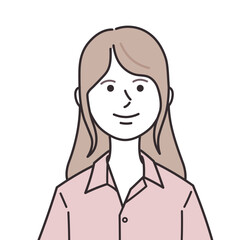 開襟シャツを着たロングヘアの女性