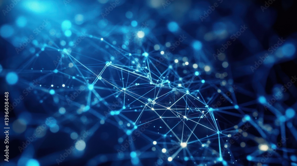 Aufkleber illuminated neural network concept visualizing interconnected data points in blue