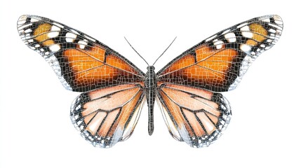 Fototapeta premium Digital Pattern Butterfly with Natural Wings: A Fusion of Nature and Technology