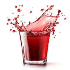 Red Liquid Splashing From Glass Creating Dynamic Motion Against White Background