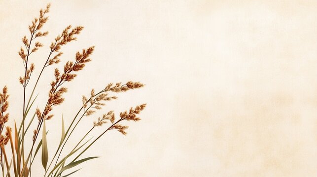 Elegant dried grass against a soft beige background, evoking calmness and nature's beauty