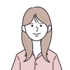 開襟シャツを着たロングヘアの女性