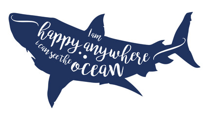 Shark silhouette with motivational ocean quote