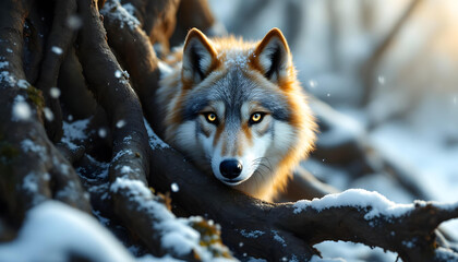 Obraz premium ファンタジーストーリー（雪どけを待ちきれない動物たち）