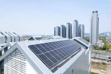 solar panel on rooftop of modern building