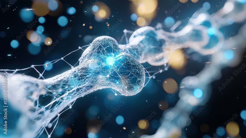 Poster a microscopic close-up of a nanobot fusing broken bone structures, nanorobots concept