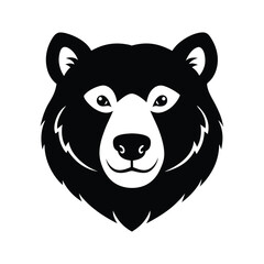 Black and white calm bear head with rugged fur.eps