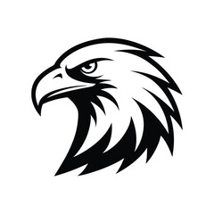 Black and white bald eagle head in profile.eps