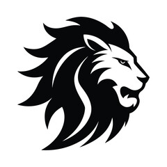 Black and white fierce lion head with flowing mane (2).eps