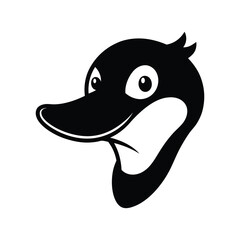 Black and white platypus head with duck-like bill on white background.eps