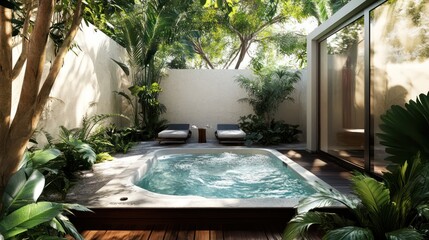 Luxury outdoor hot tub garden retreat