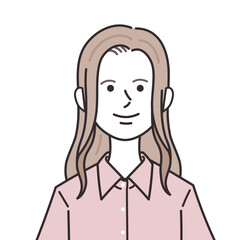 シャツを着たロングヘアの女性