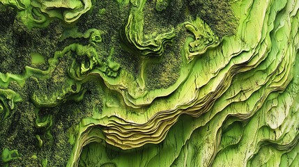 Fototapeta premium Green Layered Terrain Abstract Texture Art Illustration Perfect for Backgrounds