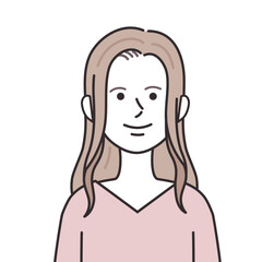 Vネックを着たロングヘアの女性