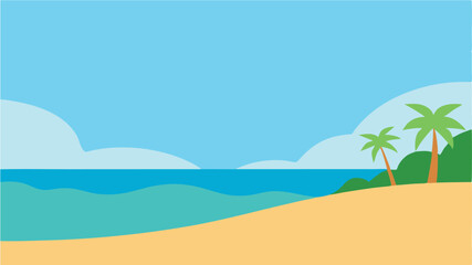 Obraz premium Beach and plam tree Background, Social media Template