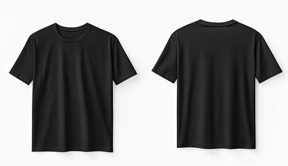 Blank black t-shirt mockup. Front and back views