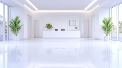 Fototapeta premium Modern Minimalist White Reception Area Design