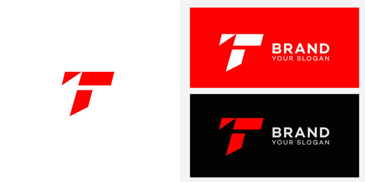 Modern Abstract Red and White Letter T Logo Design