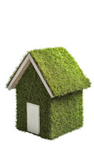 Eco-Friendly House Model Covered in Green Grass Texture
