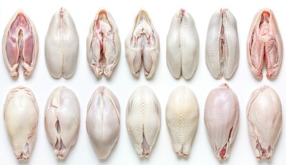 Fototapeta premium Raw chicken breasts, various cuts