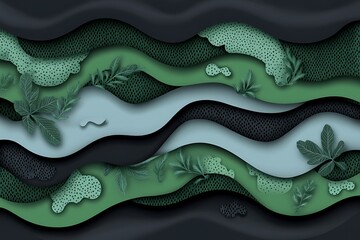 Contemporary Botanical Landscape Depicting Layered Verdant Terrain Design