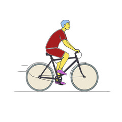 Naklejka premium Bicycle Ride Pedal Cruise Side view of a person cycling smoothly