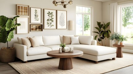 Elegant Bohemian Living Room Design with Natural Light and Plants