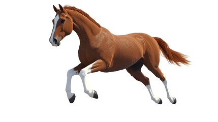 Obraz premium Beautiful Brown Horse with White Legs and Mane Running in Light