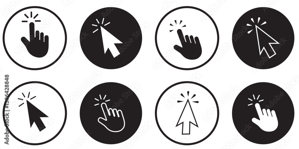 Poster computer mouse click cursor. load symbol. pointer cursor and loading icon. cursors icons click set. 