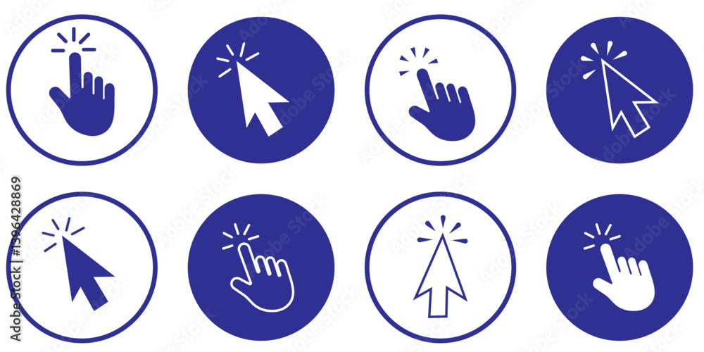 Poster computer mouse click cursor. load symbol. pointer cursor and loading icon. cursors icons click set. 