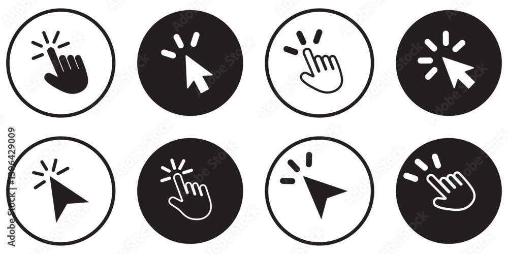 Poster computer mouse click cursor. load symbol. pointer cursor and loading icon. cursors icons click set. 