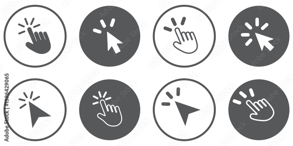 Poster computer mouse click cursor. load symbol. pointer cursor and loading icon. cursors icons click set. 