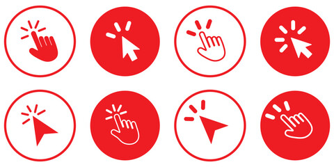 Computer mouse click cursor. Load symbol. Pointer cursor and loading icon. Cursors icons click set. Clicking cursor, pointing hand clicks icons. Variety Design.