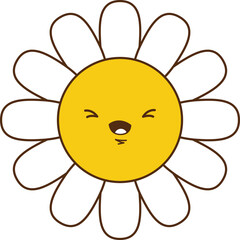 Groovy flower cartoon retro vintage isolated Hippie, peace, vector illustration