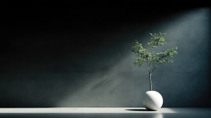 Minimalist modern interior design with potted plant