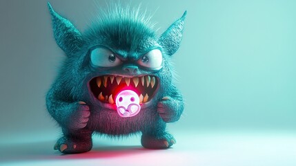 Angry furry monster with glowing orb.