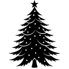 Christmas Tree Vector Silhouette | Holiday, Winter, Festive Clipart