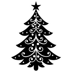Christmas Tree Vector Silhouette | Holiday, Winter, Festive Clipart