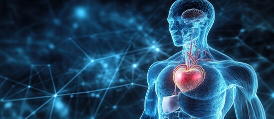 Human body illustration with interconnected neural networks, representing medical science