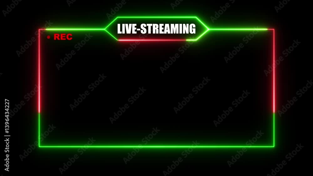 Poster neon frame live streaming game live stream overlay animation for live streaming video.neon looped li