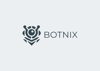 Abstract geometric robot logo with sleek tech style
