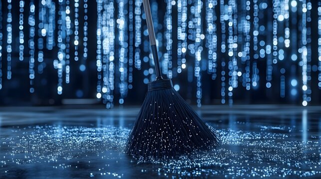 Digital Cleaning with a Broom Sweeping Away Dust and Code