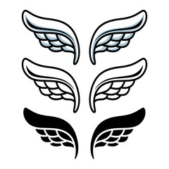 Wing vector set cartoon icon 
