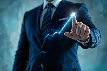 business development success and growing growth concept businessman pointing arrow graph corporate future growth plan desarrollo empresarial hacia el exito crecimiento creciente concepto empresario