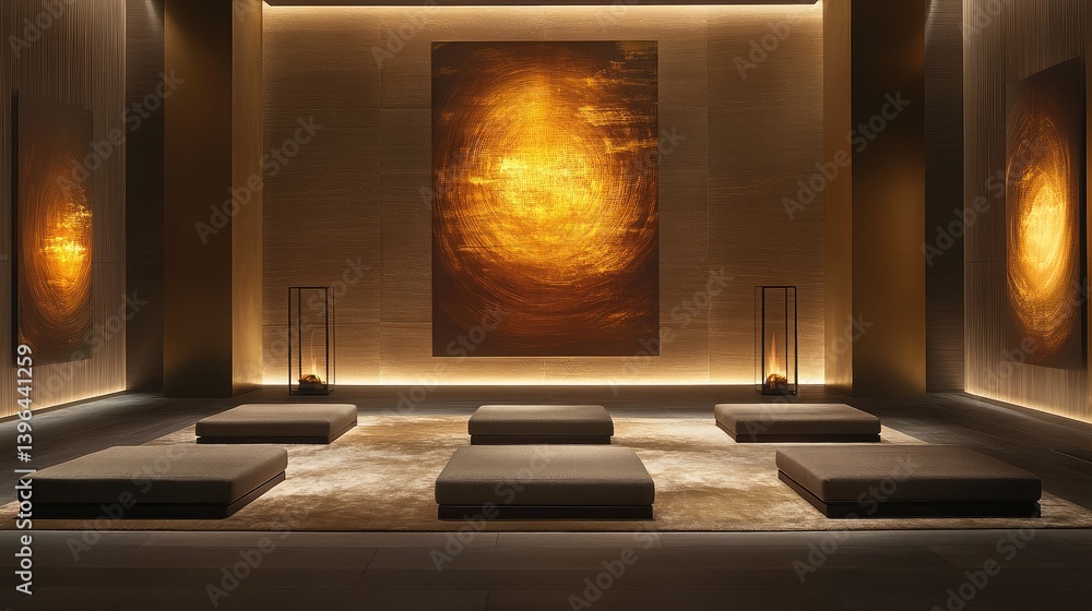 Poster interior focus on soft carpet and light box with simple natural decor elements creating a calming se